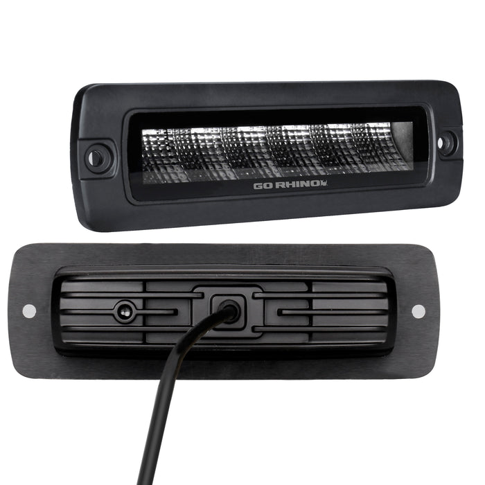Go Rhino 750300621FBF Blackout Series Lights - Pair of Sixline Flood Light Kit - Flush Mount - Truck Part Superstore