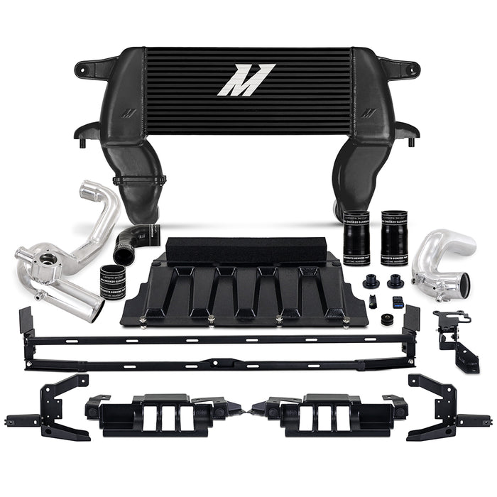 Mishimoto MMINT-BR23-21HKBKP High-mount Intercooler Kit, 2021+ Ford Bronco 2.3L, Black Core, Polished Pipes - Truck Part Superstore