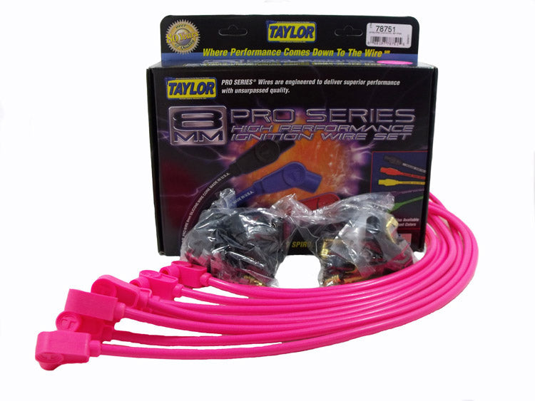 Taylor Cable 74701 8mm Spiro-Pro Ignition Wire Set; Custom Fit; Hot Pink; - Truck Part Superstore