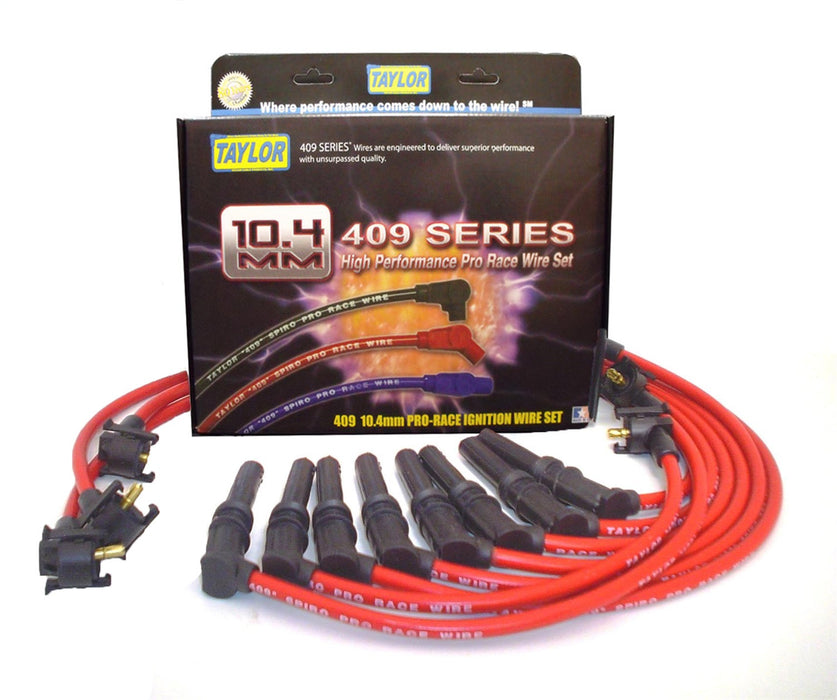 Taylor Cable 79257 409 Spiro-Pro 10.4mm Ignition Wire Set; Red; Stock; 9.5 in.; OE Spark Plug Boot; - Truck Part Superstore