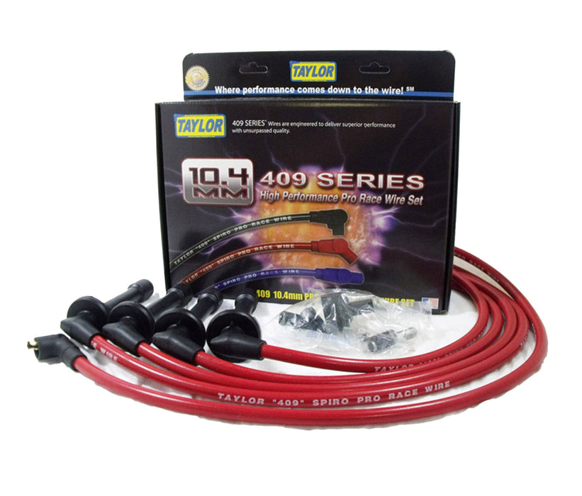 Taylor Cable 79272 409 Spiro-Pro 10.4mm Ignition Wire Set; Red; Stock; 9.5 in.; OE Spark Plug Boot; - Truck Part Superstore