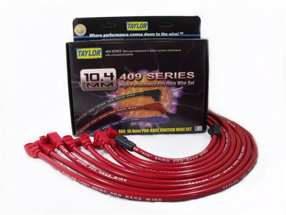 Taylor Cable 79281 409 Spiro-Pro 10.4mm Ignition Wire Set; Spiro-Wound; Race Fit; 90 deg.; Red; - Truck Part Superstore