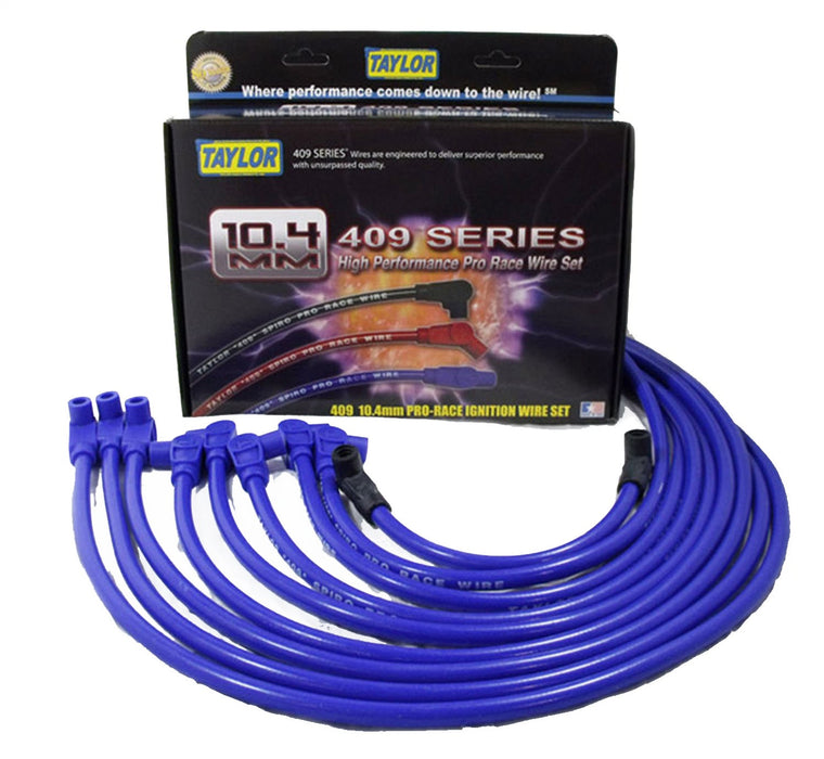 Taylor Cable 79681 409 Spiro-Pro 10.4mm Ignition Wire Set; Spiro-Wound; Custom Fit; 90 deg.; Blue; - Truck Part Superstore