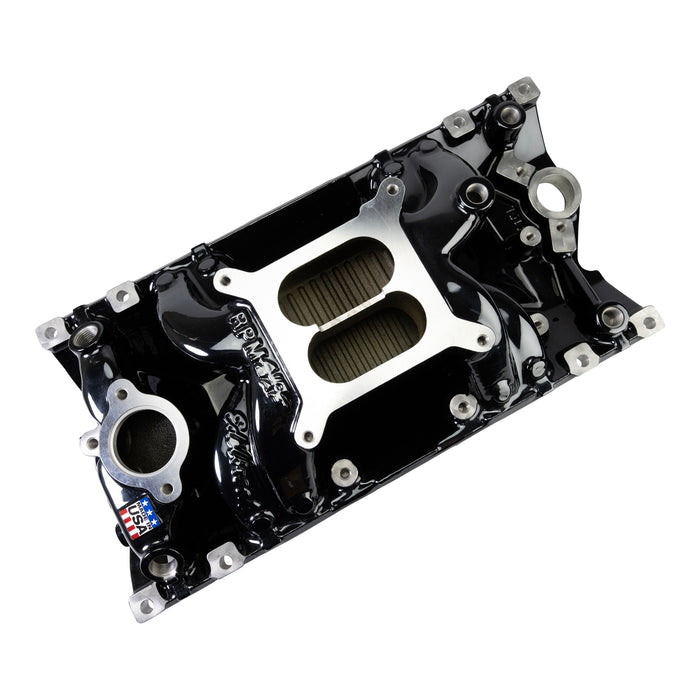 Edelbrock 7516-BP Edelbrock RPM Air-Gap Manifold for Small-Block Chevy Vortec, Black Plasma Finish - Truck Part Superstore