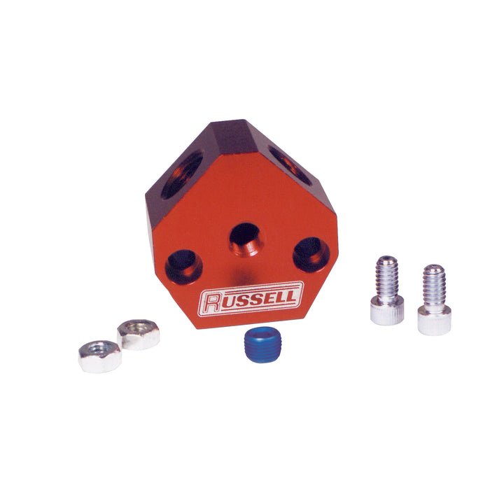 Russell 650380 BILLET FUEL BLOCK 1/2in. INLET AND OUTLET - Truck Part Superstore