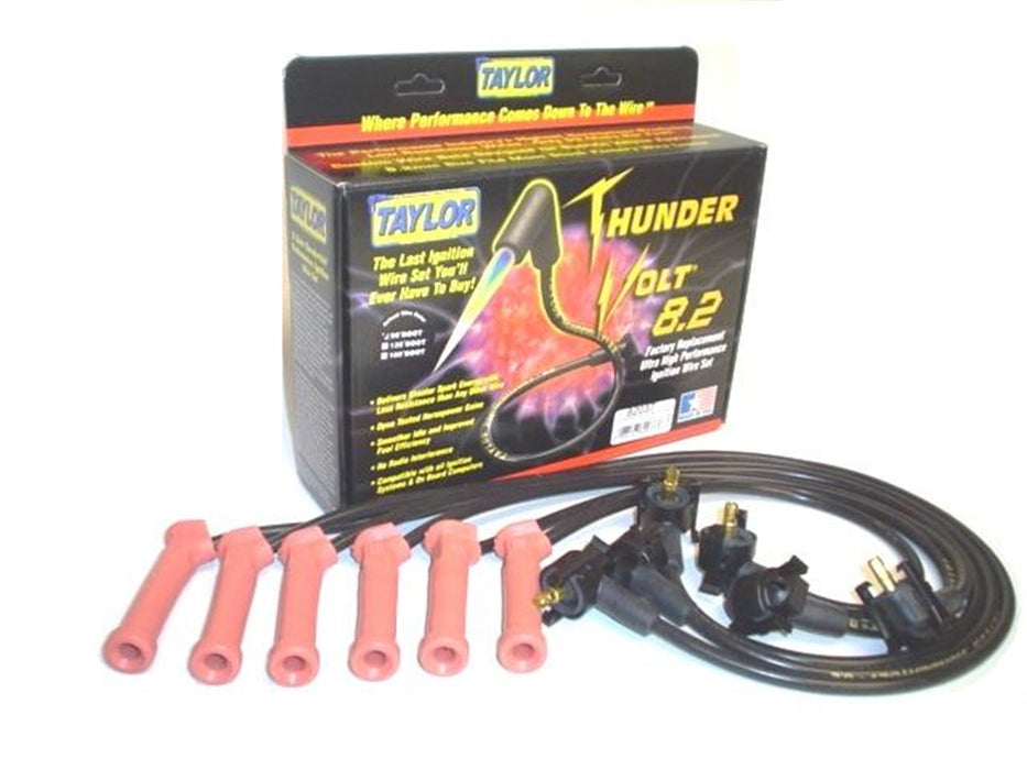Taylor Cable 82032 ThunderVolt 8.2mm Ignition Wire Set; Black; Stock; 9.5 in.; OE Spark Plug Boot; - Truck Part Superstore