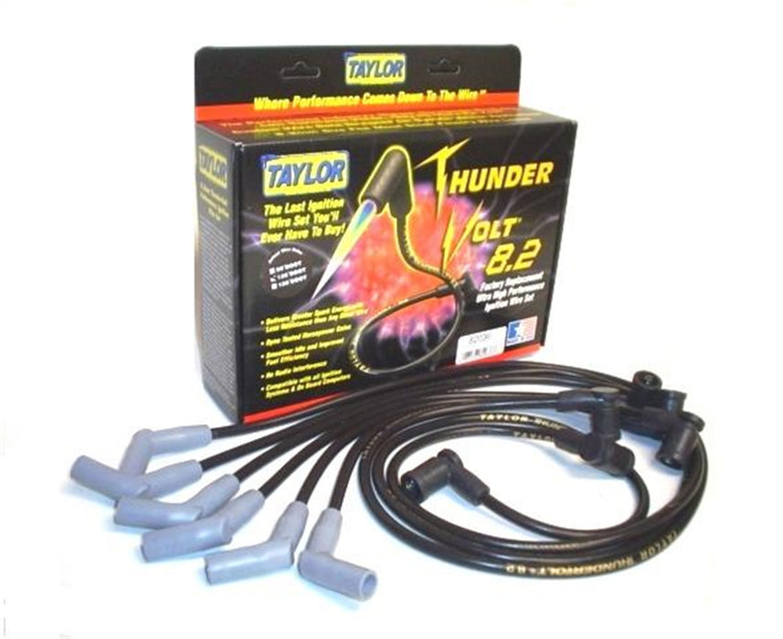 Taylor Cable 82036 ThunderVolt 8.2mm Ignition Wire Set; Spiro-Wound; Custom Fit; 135 deg.; Black; - Truck Part Superstore
