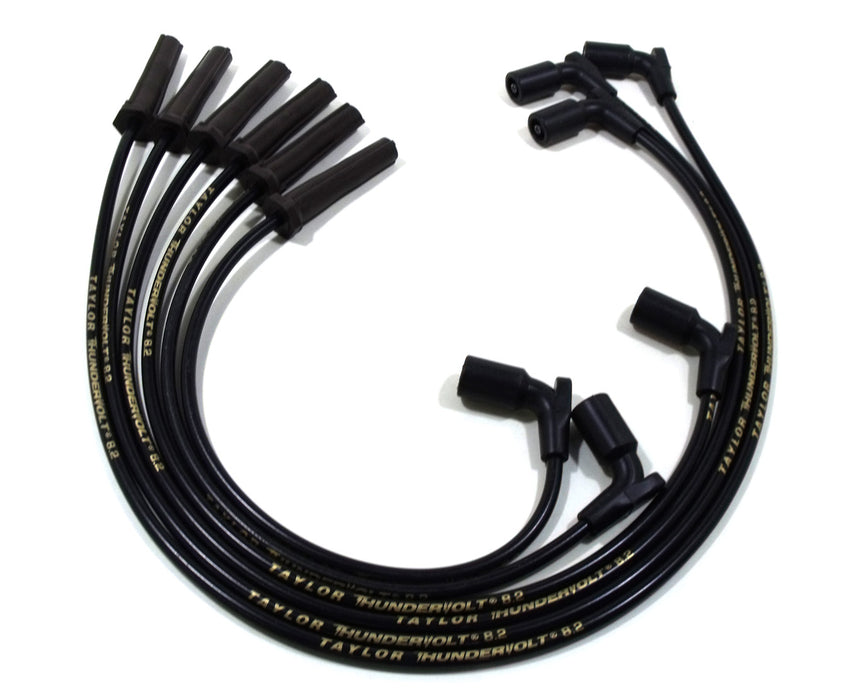 Taylor Cable 82047 ThunderVolt 8.2mm Ignition Wire Set; Black; Stock; 9.5 in.; OE Spark Plug Boot; - Truck Part Superstore