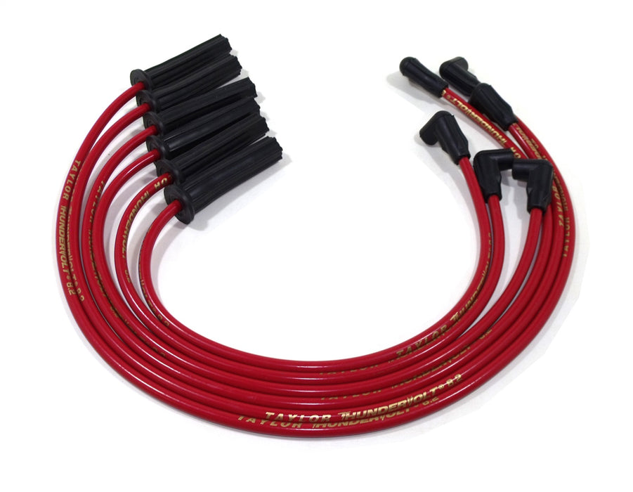 Taylor Cable 82200 ThunderVolt 8.2mm Ignition Wire Set; Red; Stock; 11.75 in.; 180 Deg. Plug Boot; - Truck Part Superstore