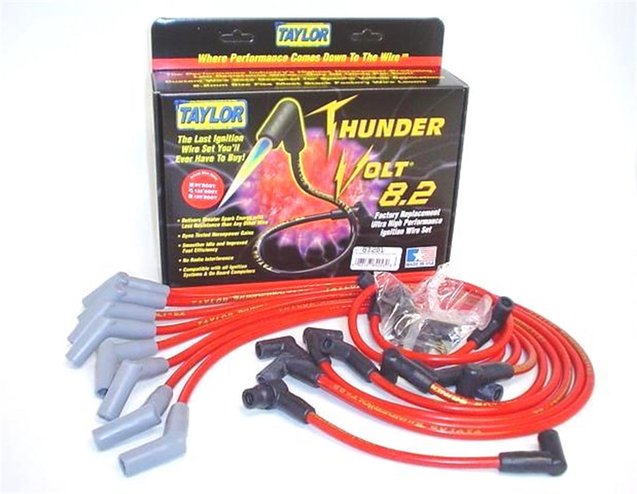 Taylor Cable 82202 ThunderVolt 8.2mm Ignition Wire Set; Spiro-Wound; Custom Fit; 135 deg.; Red; - Truck Part Superstore