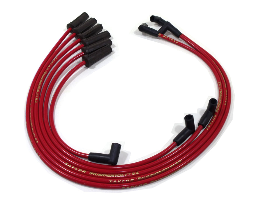 Taylor Cable 82210 ThunderVolt 8.2mm Ignition Wire Set; Red; Stock; 11.75 in.; 180 Deg. Plug Boot; - Truck Part Superstore