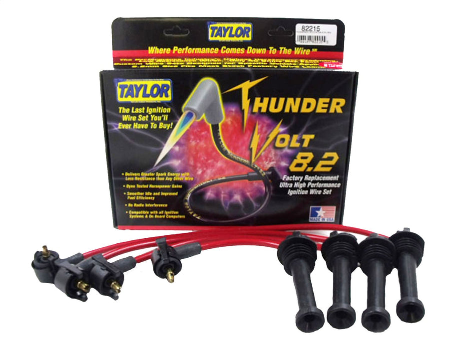 Taylor Cable 82215 ThunderVolt 8.2mm Ignition Wire Set; Red; Stock; 9.5 in.; OE Spark Plug Boot; - Truck Part Superstore