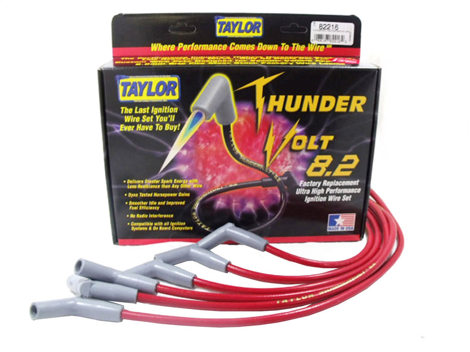 Taylor Cable 82216 ThunderVolt 8.2mm Ignition Wire Set; Spiro-Wound; Custom Fit; 135 deg.; Red; - Truck Part Superstore