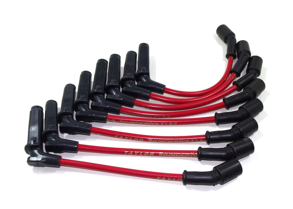 Taylor Cable 82225 ThunderVolt 8.2mm Ignition Wire Set; Red; Stock; 9.5 in.; OE Spark Plug Boot; - Truck Part Superstore