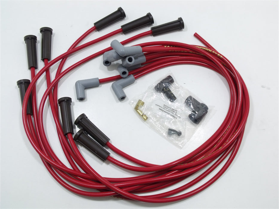 Taylor Cable 82235 ThunderVolt 8.2mm Ignition Wire Set; Red; Stock; 11.75 in.; 180 Deg. Plug Boot; - Truck Part Superstore
