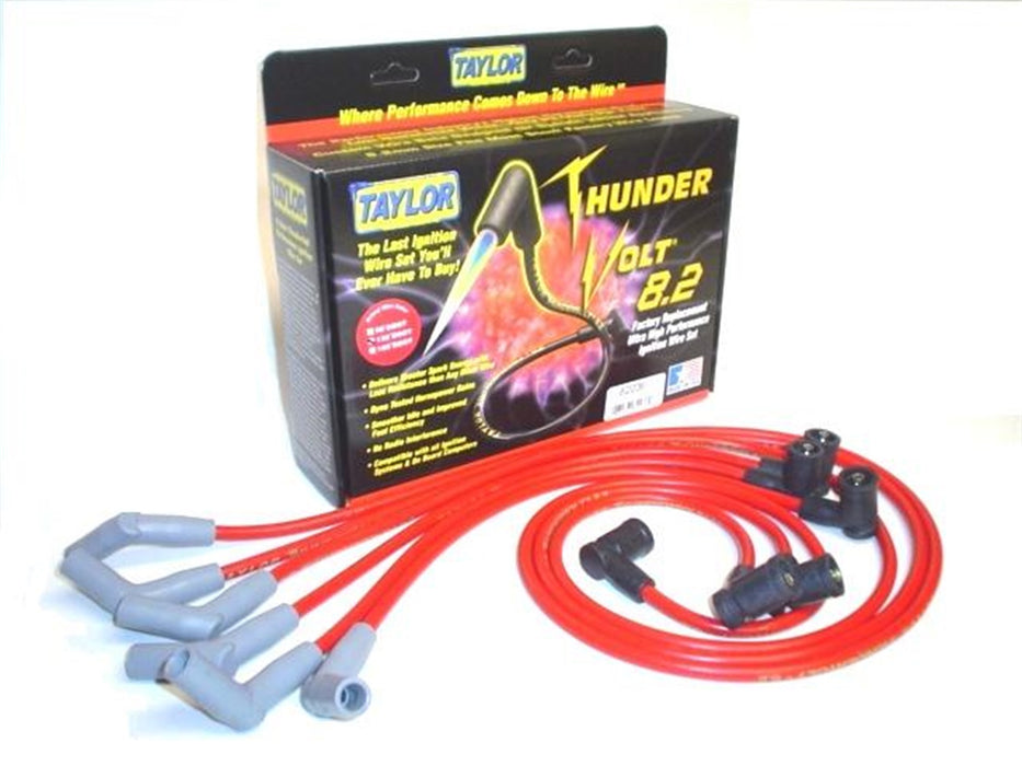 Taylor Cable 82240 ThunderVolt 8.2mm Ignition Wire Set; Spiro-Wound; Custom Fit; 135 deg.; Red; - Truck Part Superstore