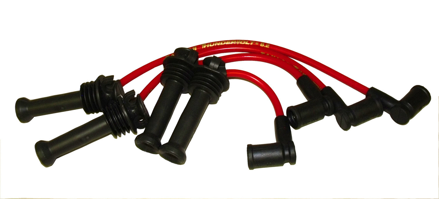 Taylor Cable 82249 ThunderVolt 8.2mm Ignition Wire Set; Red; Stock; 9.5 in.; OE Spark Plug Boot; - Truck Part Superstore
