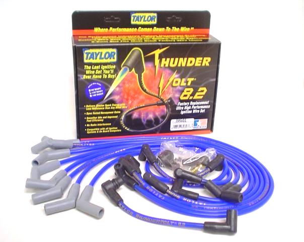 Taylor Cable 82601 ThunderVolt 8.2mm Ignition Wire Set; Spiro-Wound; Custom Fit; 135 deg.; Blue; - Truck Part Superstore