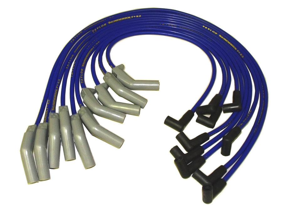 Taylor Cable 82604 ThunderVolt 8.2mm Ignition Wire Set; Spiro-Wound; Custom Fit; 135 deg.; Blue; - Truck Part Superstore