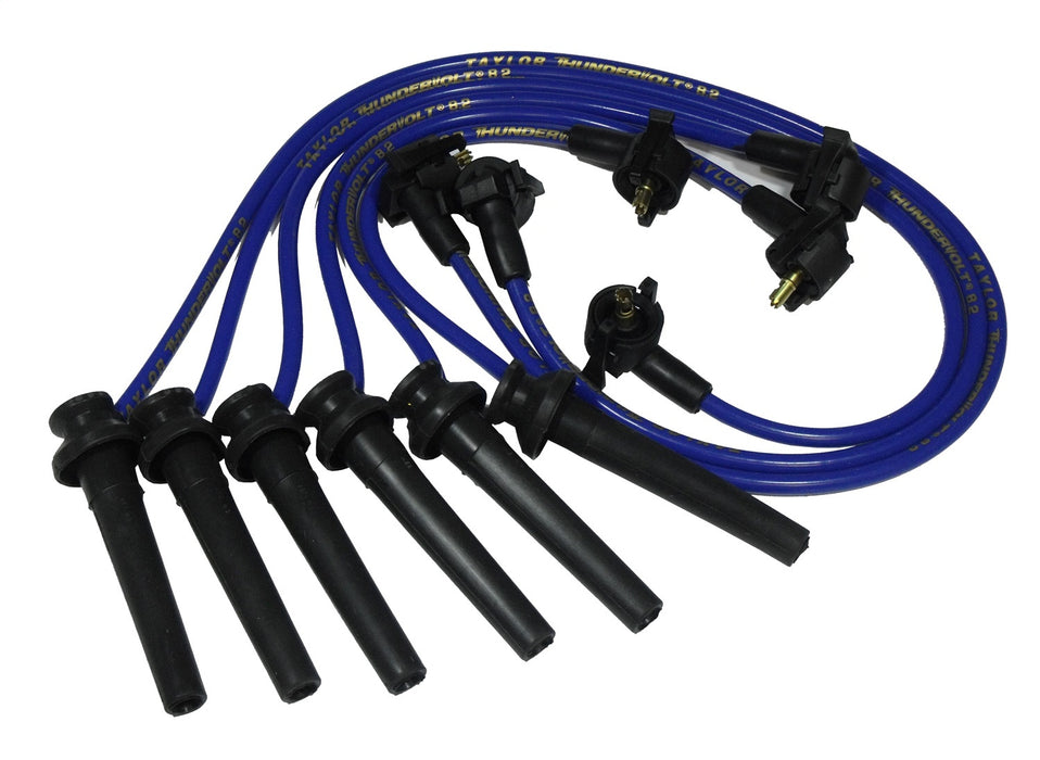 Taylor Cable 82605 ThunderVolt 8.2mm Ignition Wire Set; Blue; Stock; 11.75 in.; 180 Deg. Plug Boot; - Truck Part Superstore