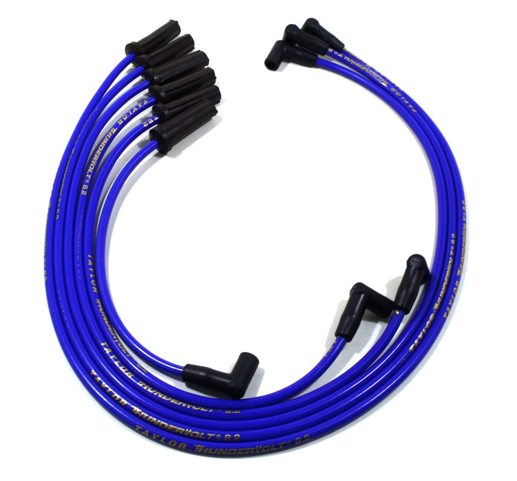 Taylor Cable 82606 ThunderVolt 8.2mm Ignition Wire Set; Blue; Stock; 11.75 in.; 180 Deg. Plug Boot; - Truck Part Superstore