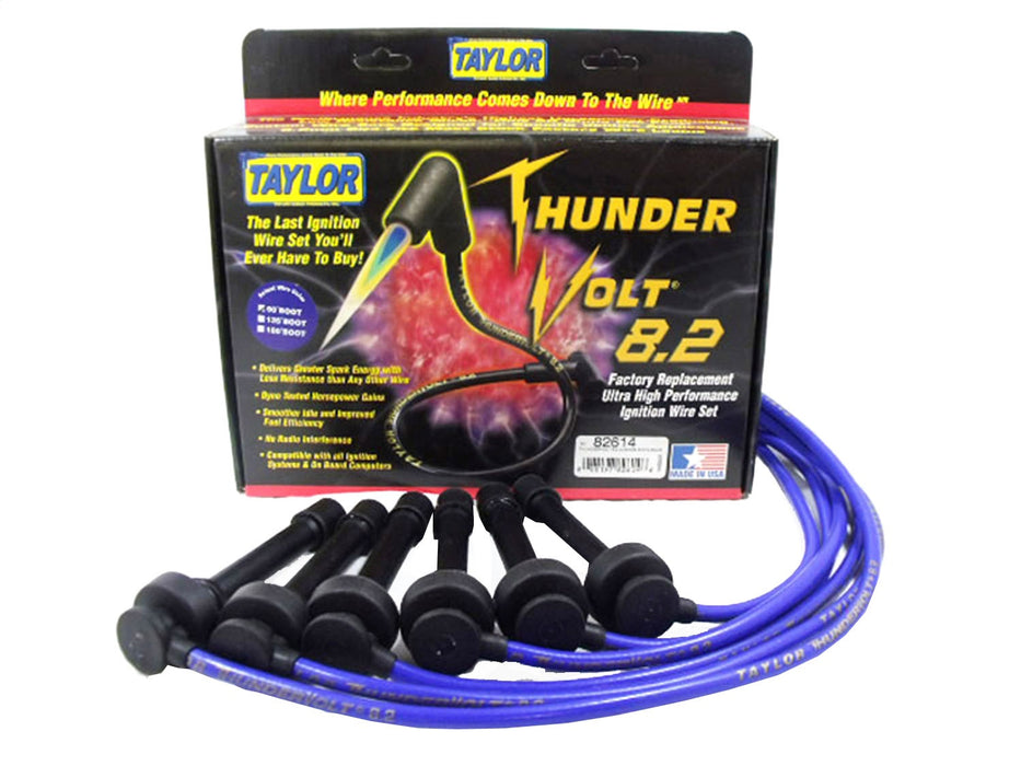 Taylor Cable 82614 ThunderVolt 8.2mm Ignition Wire Set; Blue; Stock; 9.5 in.; OE Spark Plug Boot; - Truck Part Superstore