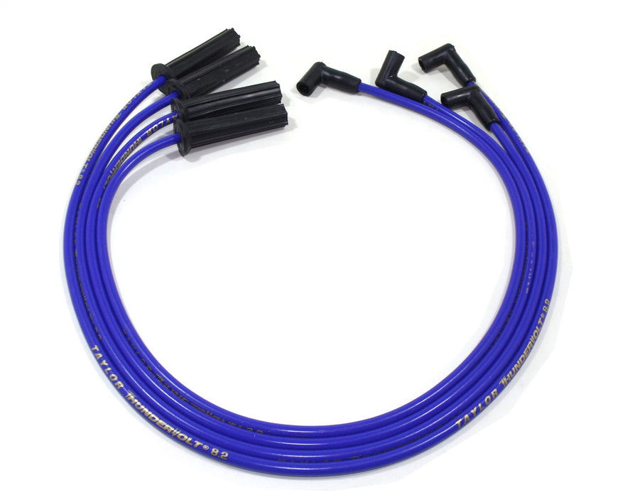 Taylor Cable 82624 ThunderVolt 8.2mm Ignition Wire Set; Blue; Stock; 11.75 in.; 180 Deg. Plug Boot; - Truck Part Superstore