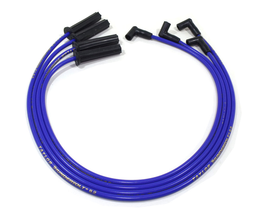 Taylor Cable 82624 ThunderVolt 8.2mm Ignition Wire Set; Blue; Stock; 11.75 in.; 180 Deg. Plug Boot; - Truck Part Superstore