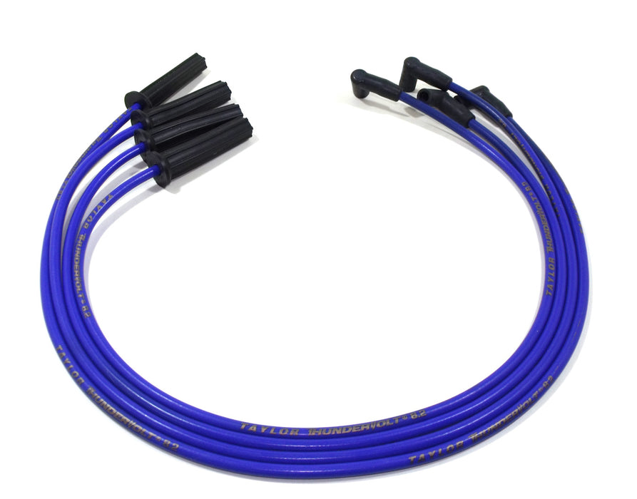 Taylor Cable 82630 ThunderVolt 8.2mm Ignition Wire Set; Blue; Stock; 11.75 in.; 180 Deg. Plug Boot; - Truck Part Superstore