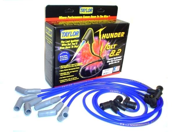 Taylor Cable 82636 ThunderVolt 8.2mm Ignition Wire Set; Spiro-Wound; Custom Fit; 135 deg.; Blue; - Truck Part Superstore