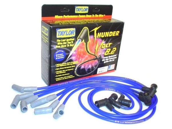 Taylor Cable 82638 ThunderVolt 8.2mm Ignition Wire Set; Spiro-Wound; Custom Fit; 135 deg.; Blue; - Truck Part Superstore