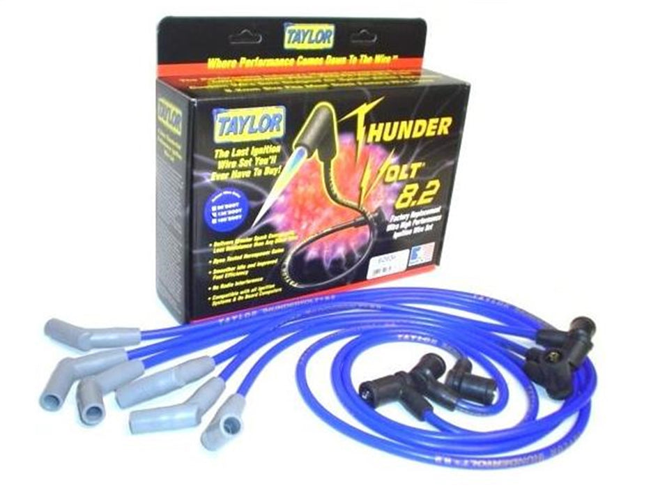 Taylor Cable 82638 ThunderVolt 8.2mm Ignition Wire Set; Spiro-Wound; Custom Fit; 135 deg.; Blue; - Truck Part Superstore