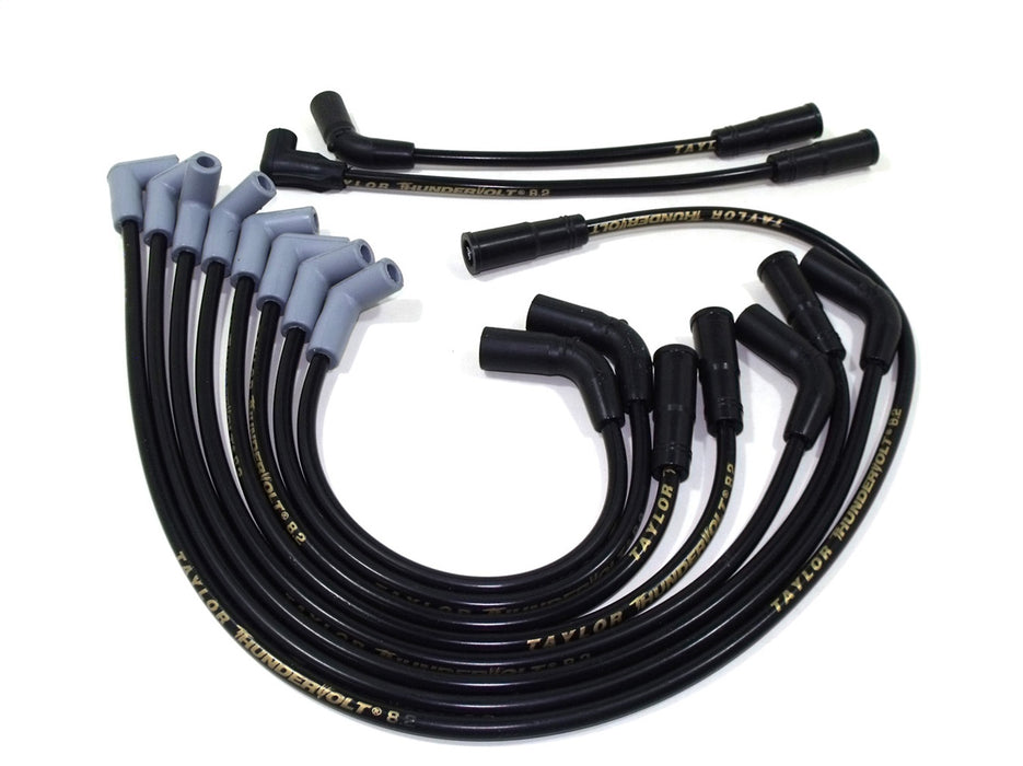 Taylor Cable 84027 ThunderVolt 8.2mm Ignition Wire Set; Spiro-Wound; Custom Fit; 90 deg.; Black; - Truck Part Superstore