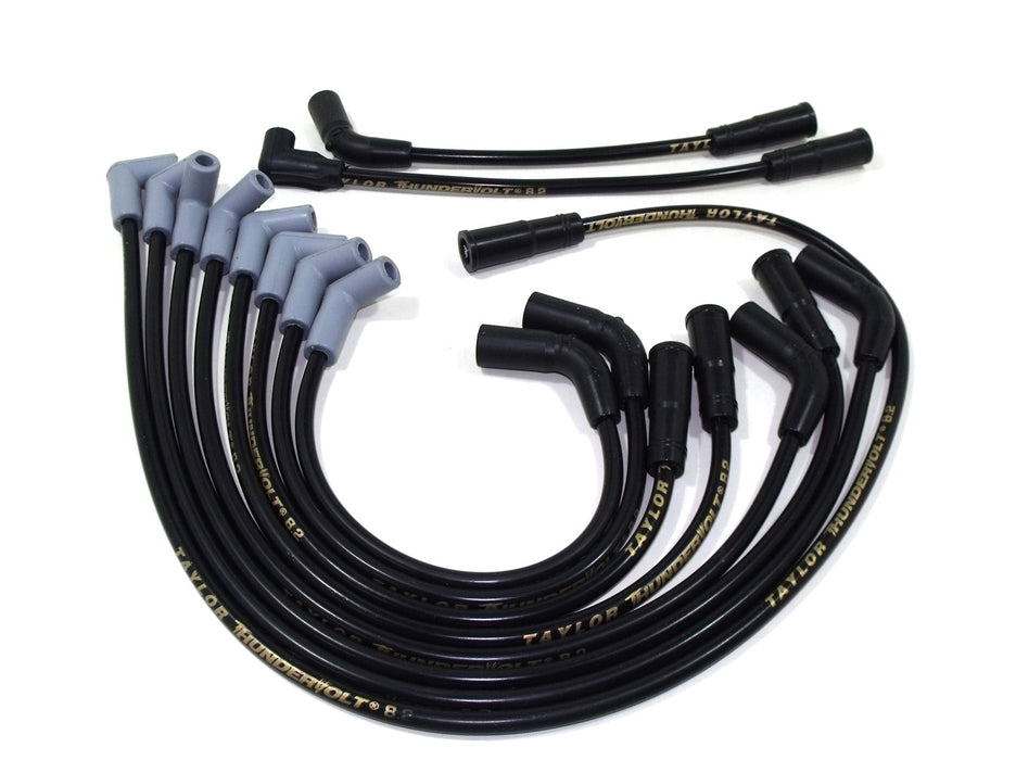 Taylor Cable 84027 ThunderVolt 8.2mm Ignition Wire Set; Spiro-Wound; Custom Fit; 90 deg.; Black; - Truck Part Superstore