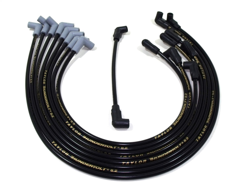 Taylor Cable 84028 ThunderVolt 8.2mm Ignition Wire Set; Spiro-Wound; Custom Fit; 90 deg.; Black; - Truck Part Superstore