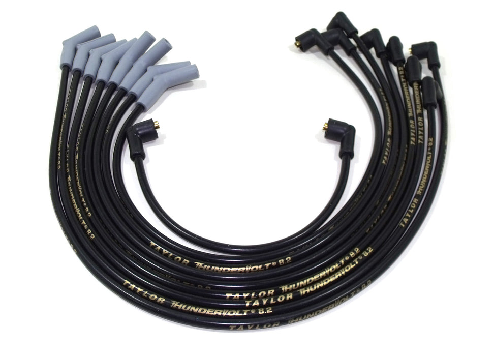 Taylor Cable 84059 ThunderVolt 8.2mm Ignition Wire Set; Spiro-Wound; Custom Fit; 135 deg.; Black; - Truck Part Superstore
