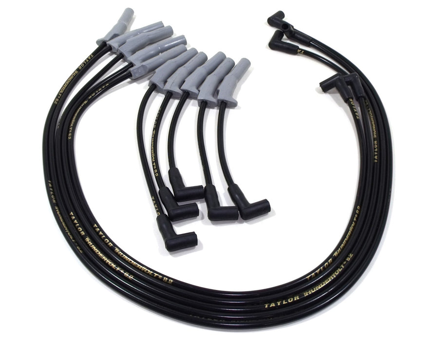 Taylor Cable 84073 ThunderVolt 8.2mm Ignition Wire Set; Black; Stock; 9.5 in.; OE Spark Plug Boot; - Truck Part Superstore