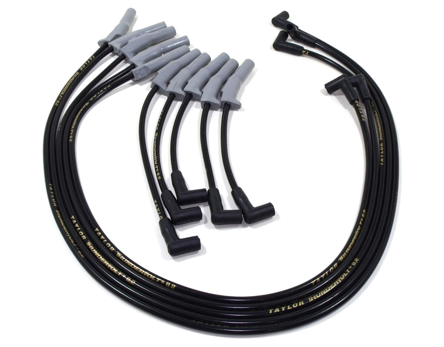 Taylor Cable 84073 ThunderVolt 8.2mm Ignition Wire Set; Black; Stock; 9.5 in.; OE Spark Plug Boot; - Truck Part Superstore