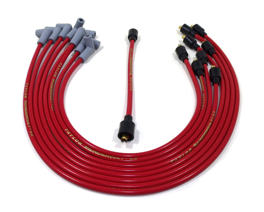 Taylor Cable 84201 ThunderVolt 8.2mm Ignition Wire Set; Spiro-Wound; Custom Fit; 90 deg.; Red; - Truck Part Superstore