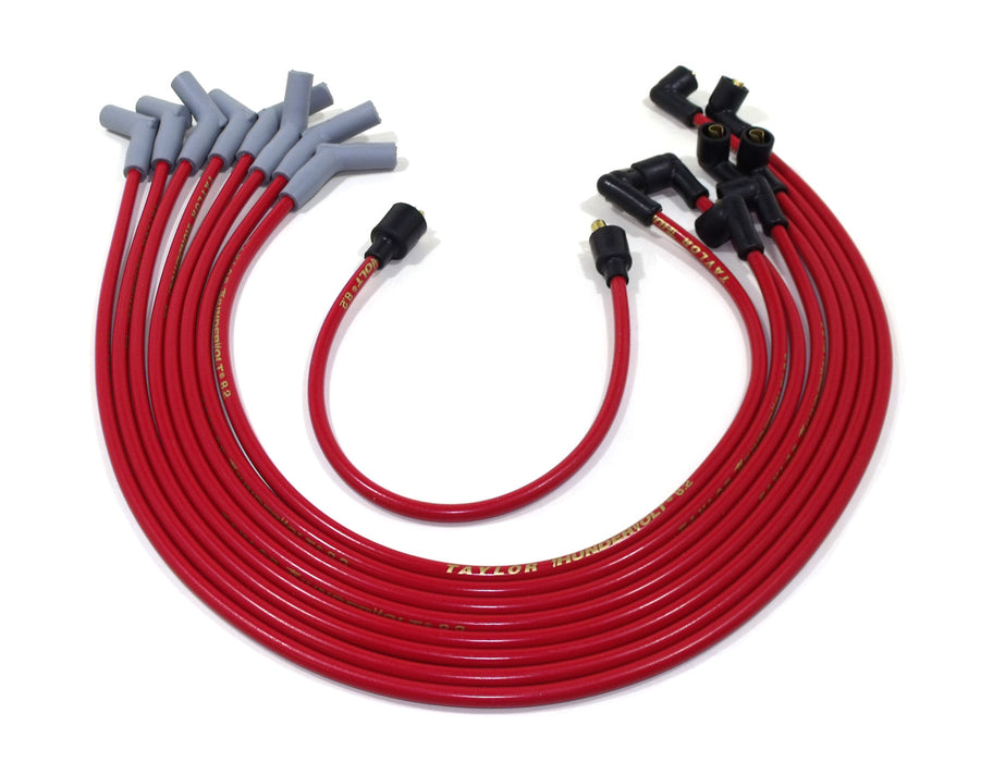Taylor Cable 84203 ThunderVolt 8.2mm Ignition Wire Set; Spiro-Wound; Custom Fit; 135 deg.; Red; - Truck Part Superstore