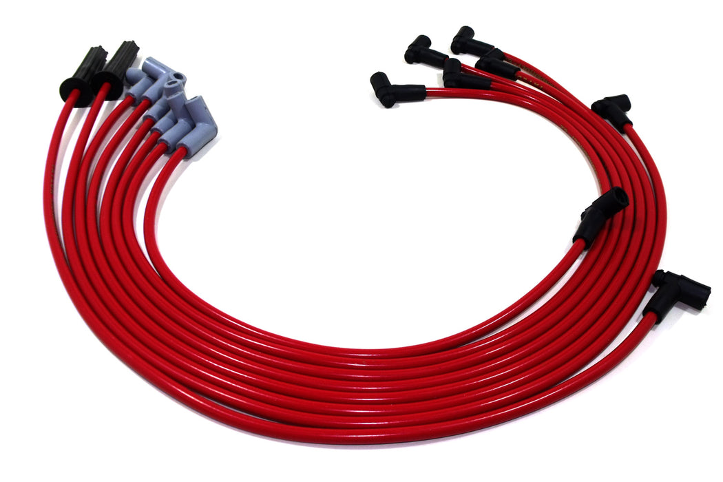 Taylor Cable 84207 ThunderVolt 8.2mm Ignition Wire Set; Spiro-Wound; Custom Fit; 90/180 deg.; Red; - Truck Part Superstore