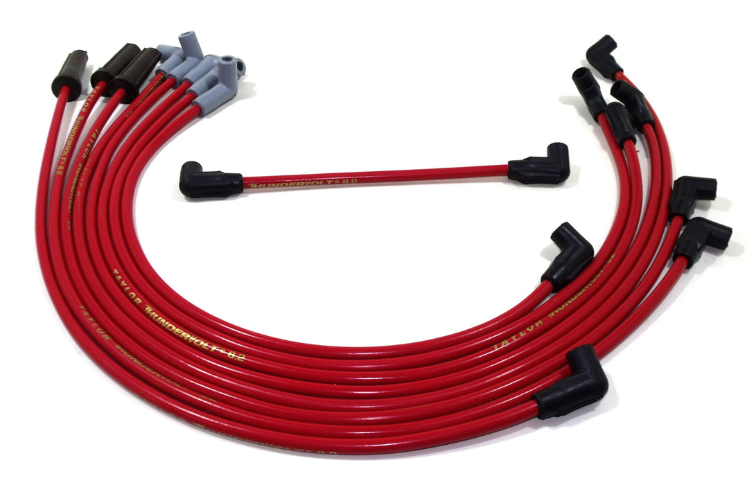 Taylor Cable 84211 ThunderVolt 8.2mm Ignition Wire Set; Spiro-Wound; Custom Fit; 90/180 deg.; Red; - Truck Part Superstore
