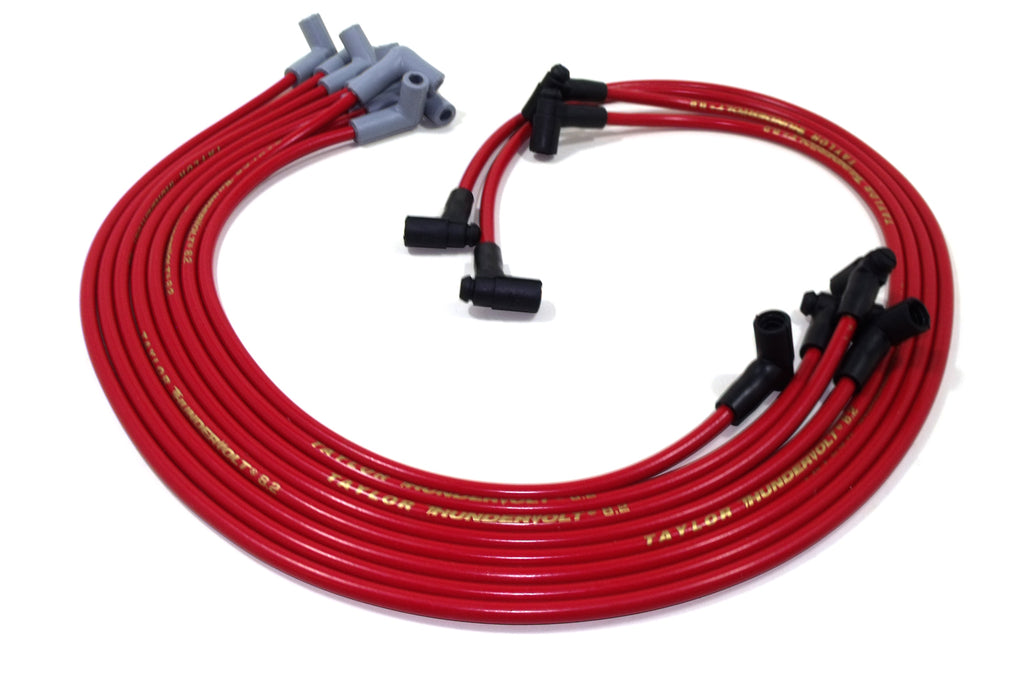 Taylor Cable 84217 ThunderVolt 8.2mm Ignition Wire Set; Spiro-Wound; Custom Fit; 90 deg.; Red; - Truck Part Superstore