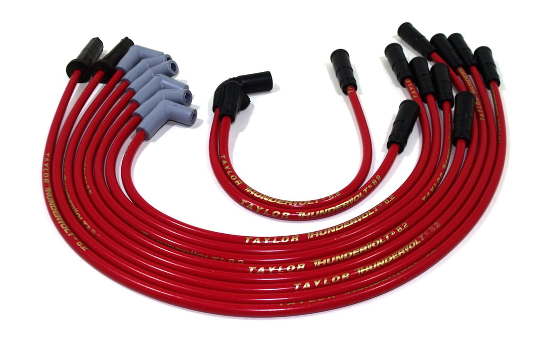 Taylor Cable 84225 ThunderVolt 8.2mm Ignition Wire Set; Spiro-Wound; Custom Fit; 90/180 deg.; Red; - Truck Part Superstore