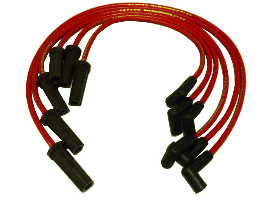Taylor Cable 84233 ThunderVolt 8.2mm Ignition Wire Set; Red; Stock; 11.75 in.; 180 Deg. Plug Boot; - Truck Part Superstore