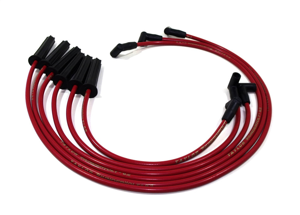 Taylor Cable 84234 ThunderVolt 8.2mm Ignition Wire Set; Red; Stock; 11.75 in.; 180 Deg. Plug Boot; - Truck Part Superstore