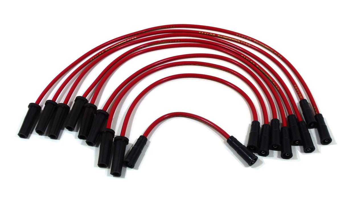 Taylor Cable 84237 ThunderVolt 8.2mm Ignition Wire Set; Red; Stock; 11.75 in.; 180 Deg. Plug Boot; - Truck Part Superstore