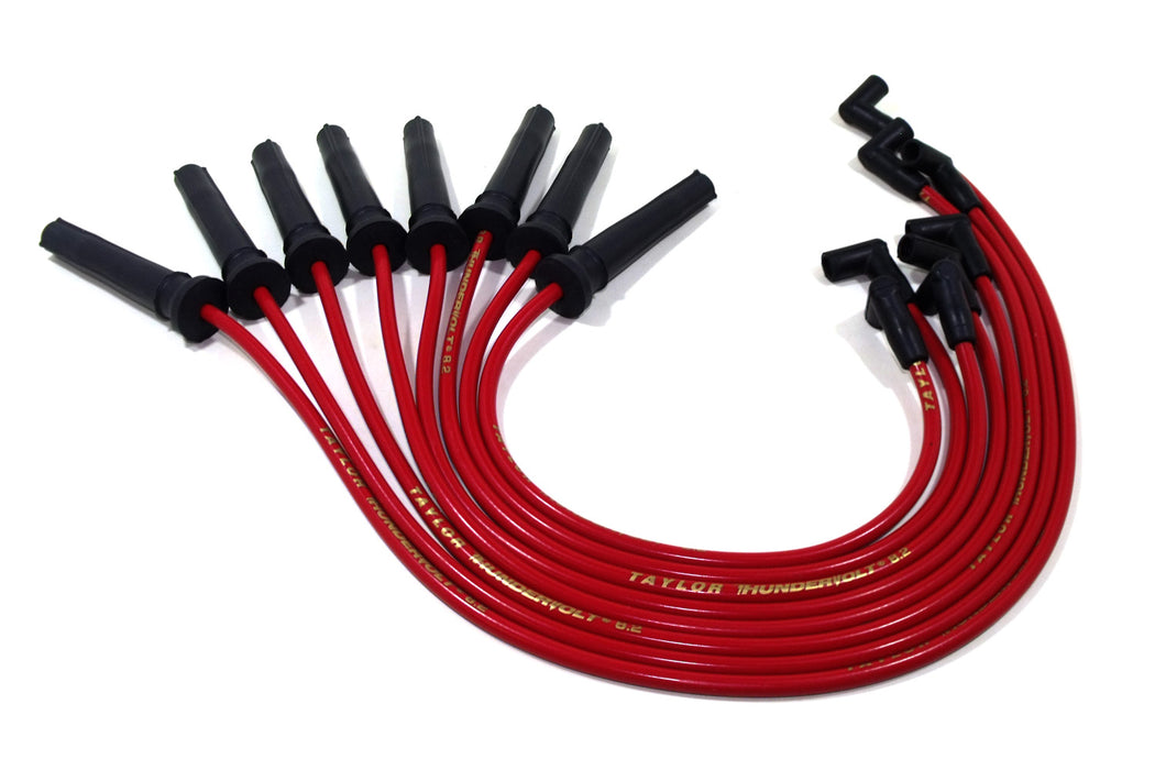 Taylor Cable 84238 ThunderVolt 8.2mm Ignition Wire Set; Red; Stock; 9.5 in.; OE Spark Plug Boot; - Truck Part Superstore
