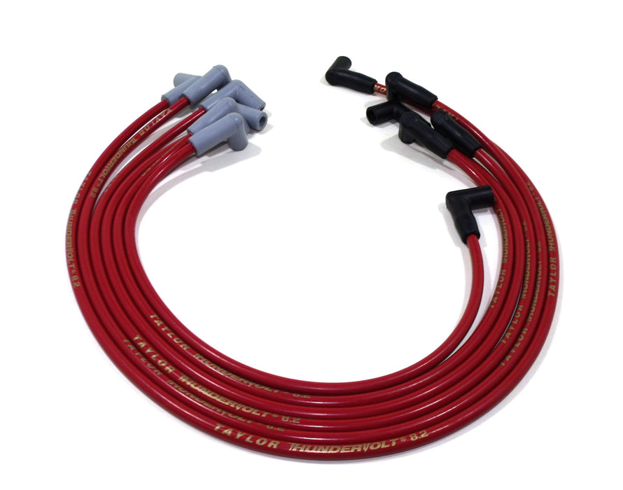 Taylor Cable 84243 ThunderVolt 8.2mm Ignition Wire Set; Spiro-Wound; Custom Fit; 90 deg.; Red; - Truck Part Superstore
