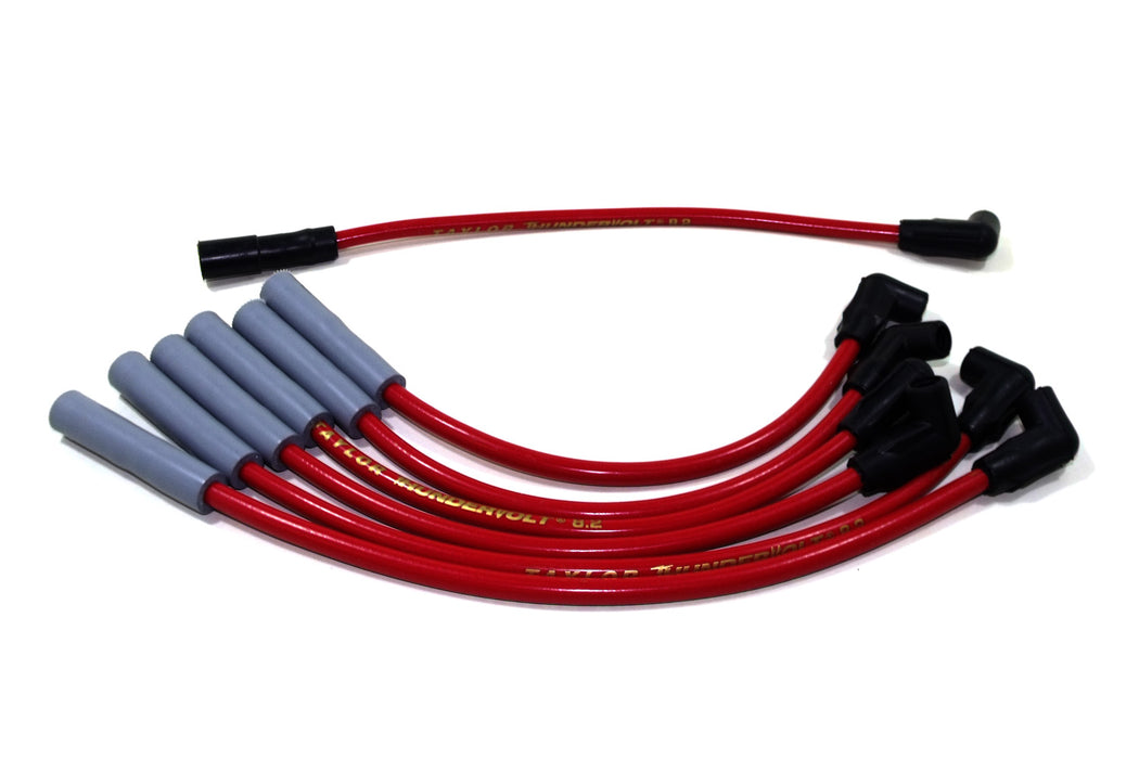 Taylor Cable 84248 ThunderVolt 8.2mm Ignition Wire Set; Red; Stock; 11.75 in.; 180 Deg. Plug Boot; - Truck Part Superstore